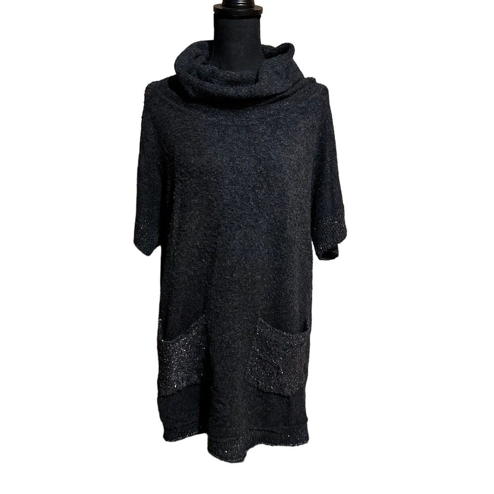 Picadilly Long Line Fuzzy Cowl Neck Tunic Sweater Top Women's M Medium